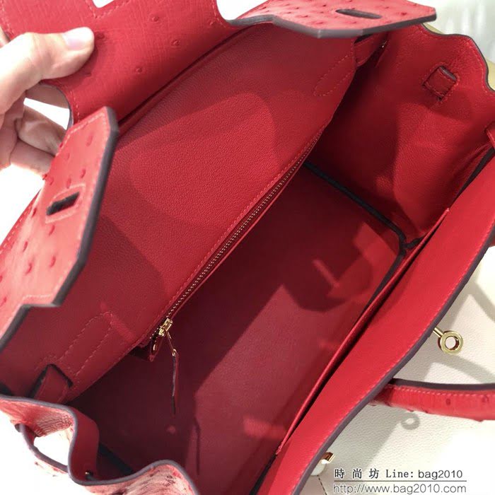 HERMES愛馬仕 鉑金包 Birkin 30 南非原產KK級鴕鳥皮 頂級工藝 手縫蠟線 時尚手提肩背包  Ama1415